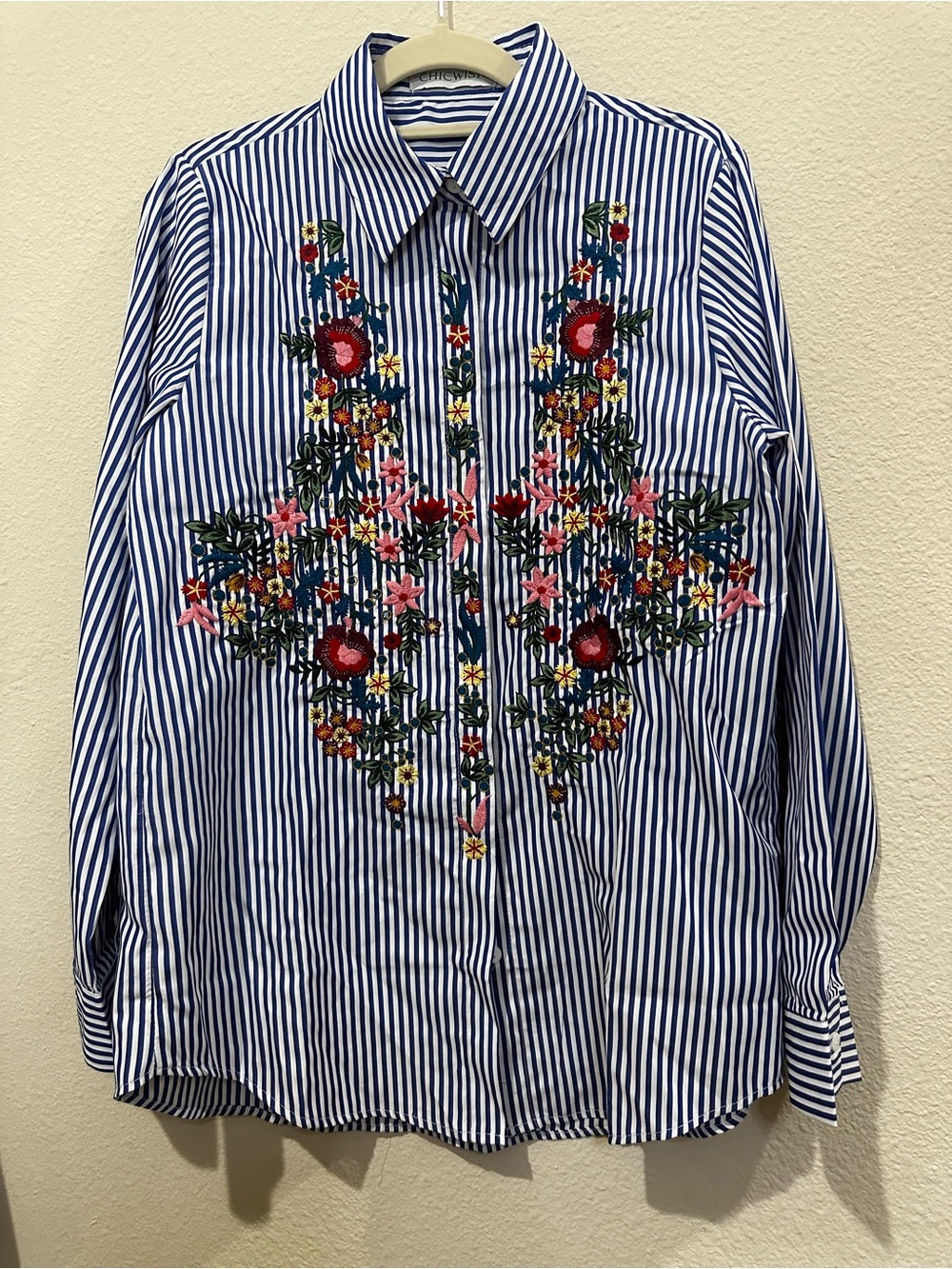 Chicwish Blue and White Stripedβ Button-Down Shirt